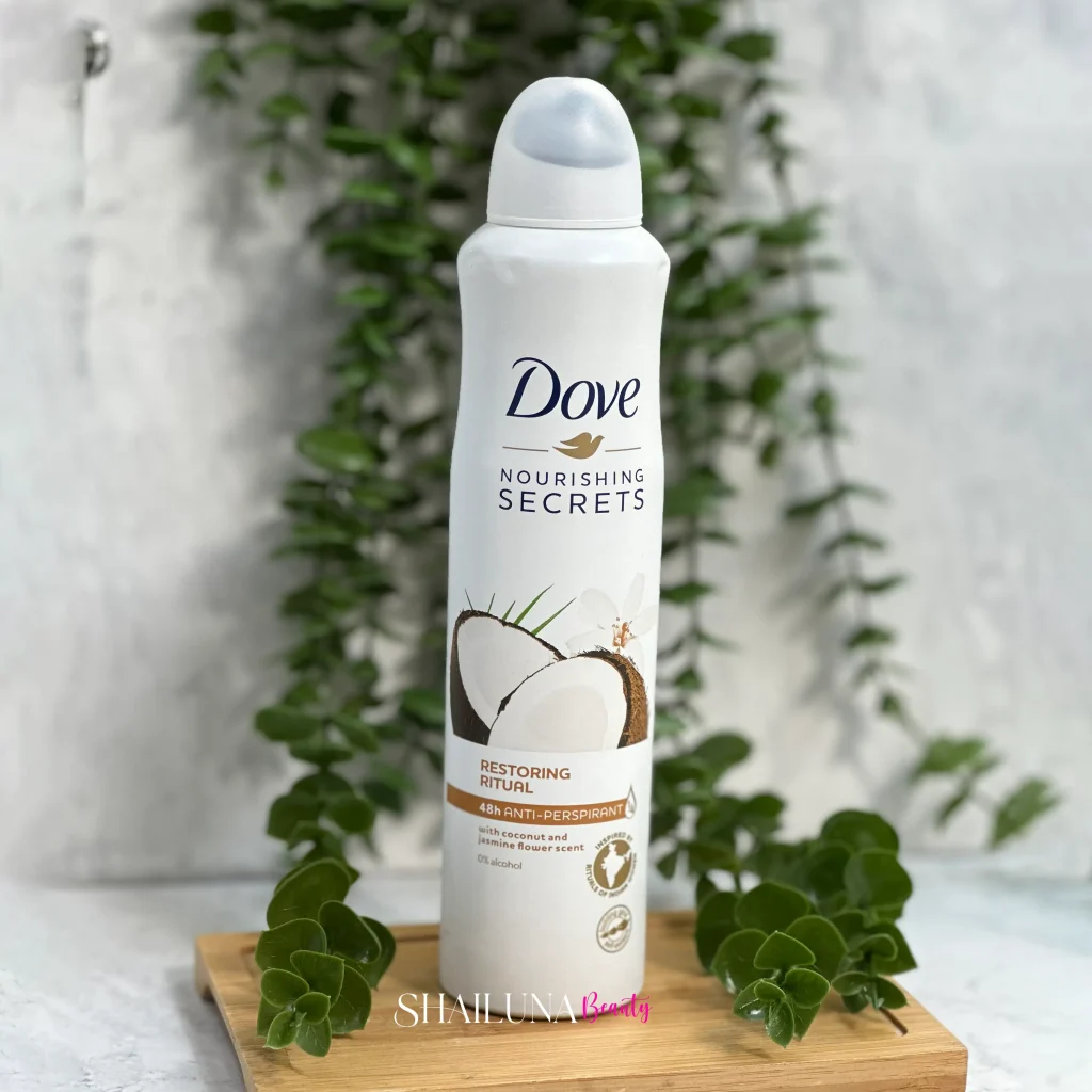اسپری بدن ضد تعریق داو dove مدل NOURISHING SECRETS با رایحه نارگیل و یاس